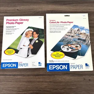 Photo of Epson Photo Paper - Semigloss ColorLife and Premium Glossy - Letter - White
