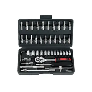 Photo of 46 Piece Tool Set 1/4" Quick-Release Ratchet & Socket Attachments