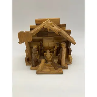 Photo of Olive Wood Hand Carved Christmas Nativity Scene Bethlehem 6"