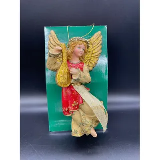 Photo of Kurt Adler Santa's World Angel Playing Harp Instrument with Box W1823