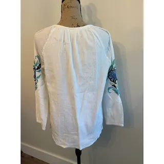 Photo of Norm Thompson Boho Floral Long Sleeve Blouse Size Medium