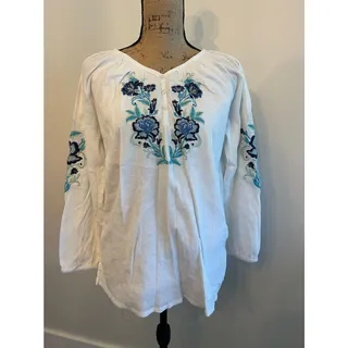 Photo of Norm Thompson Boho Floral Long Sleeve Blouse Size Medium