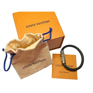 Photo of Louis Vuitton Black Taiga Leather Digit Bracelet with Dust Bag, Box & Care Booklet