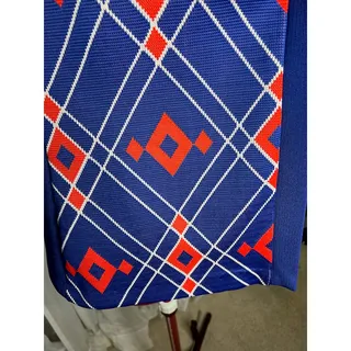 Photo of vest mod geometric double knit polyester blue red white 1960s