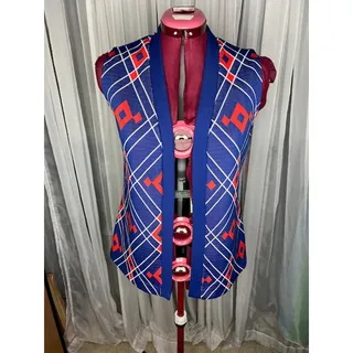 Photo of vest mod geometric double knit polyester blue red white 1960s