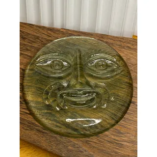 Photo of Vintage Green Glass Moon Face