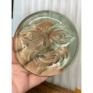 Photo of Vintage Green Glass Moon Face