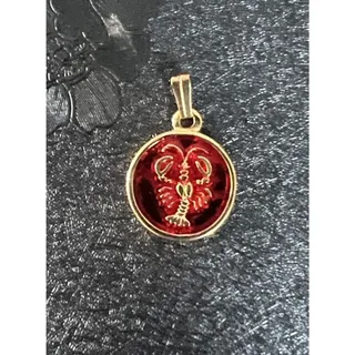 Photo of Vintage H. Stern Cancer Zodiac Pendant Red Enamel Crab/Lobster Gold Tone Charm