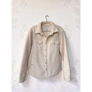 Photo of Goodfellow & Co Womens Large Cream Sherpa Fleece Shirt Jacket Snap Front