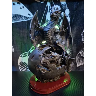 Photo of Fantasy Dragon Nest Mother & Hatchlings Resin Statue Multi Color LED 12"