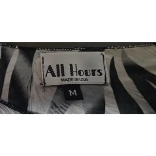 Photo of All Hours M Black White Zebra Print Long Sleeve Tunic Top Made in USA