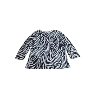 Photo of All Hours M Black White Zebra Print Long Sleeve Tunic Top Made in USA