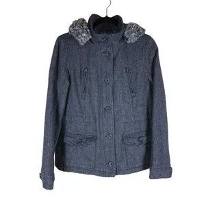Photo of Aeropostale Jacket Women’s Large Gray Plaid Lined Hooded Wool Blend 2011 Winter