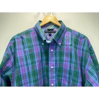 Photo of Tommy Hilfiger Plaid Long Sleeve Button Shirt Mens XL 46 48 Blue Green Purple
