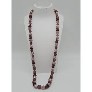 Photo of Purple Bicone Glass Beaded 26" Necklace Rondelle Spacers Rhinestone
