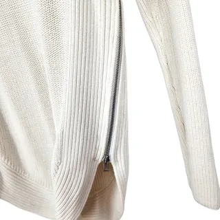Photo of Vince White 100% Cotton Ribbed Draped Turtleneck Side Zipper Sweater Size XS