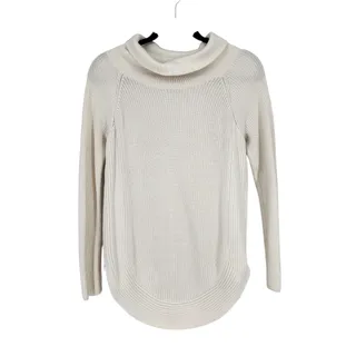 Photo of Vince White 100% Cotton Ribbed Draped Turtleneck Side Zipper Sweater Size XS