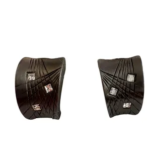Photo of Givenchy Dark Textured Clip-On Earrings with Crystal Accents