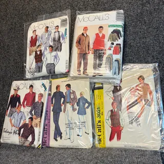 Photo of Lot 5 Vintage 70s 80s McCalls Sewing Patterns Mens Clothing Shirts Vests Pants