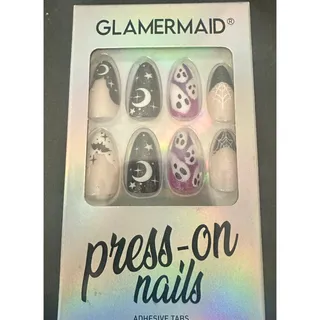 Photo of Press on Nails Halloween Ghost Spiders Bats Moon Purple Black White Fake Nails