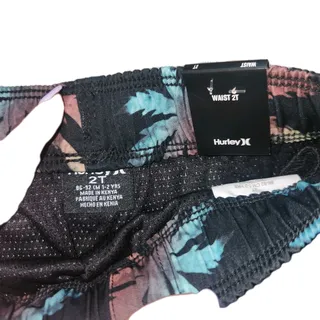 Photo of Nwt Hurley Black With Colorful Palm Tree Silhouettes 2t Swim Trunks