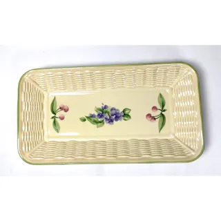 Photo of Pfaltzgraff Garden Party Basketweave Bread Tray 12"x6.5" Cottagecore Farmhouse