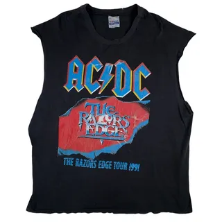 Photo of Vintage 1991 AC/DC Razors Edge Tour Shirt XXL LA Guns Double Sided Cutoff