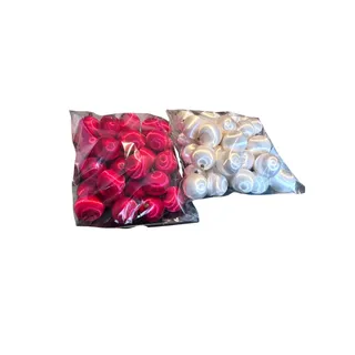 Photo of Vintage Wrapped Silk Thread Christmas Ornaments Bulbs - Red & White Lot of 80