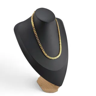 Photo of Vintage Monet Gold Tone Woven Chain Necklace Signed Classic Statement Jewelry