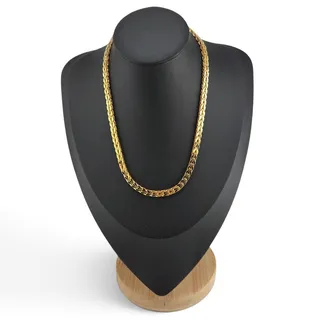 Photo of Vintage Monet Gold Tone Woven Chain Necklace Signed Classic Statement Jewelry