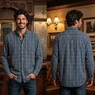 Photo of Vintage Chaps Ralph Lauren Plaid Long Sleeve Button Shirt Mens XL 50 Green Blue