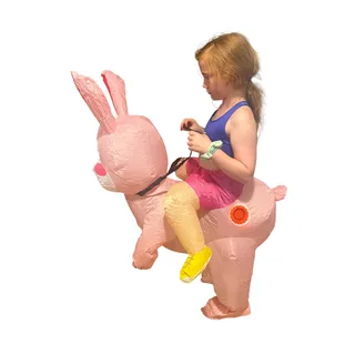 Photo of Inflatable Rabbit Ride On Ilusion Costume Fun Makeup Ball Easter Costume