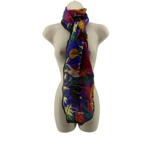 Photo of Vintage Mamudpur 80s Rainbow Jungle Silk Scarf Elephant Big Cat Floral Full Moon