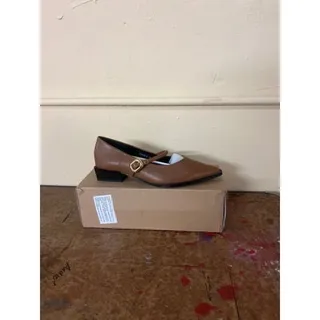 Photo of Daisiq Mary Jane Flats Brown Pointed Toe Block Heel Womens EU 40