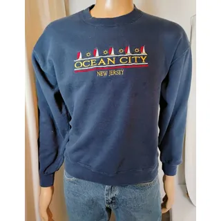 Photo of Ocean City New Jersey Sweatshirt Mens L Blue Crewneck Embroidered