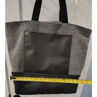 Photo of DSW Overnighter Grey Black Fleece Tote Bag