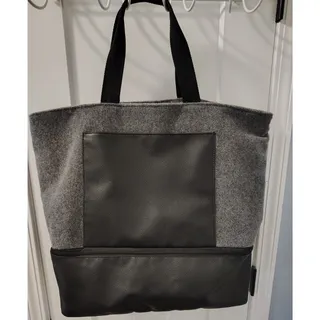 Photo of DSW Overnighter Grey Black Fleece Tote Bag