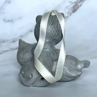 Photo of Vintage Ceramic Cat Pomander Fragrance Diffuser Ornament Kittens Gray 3.25"
