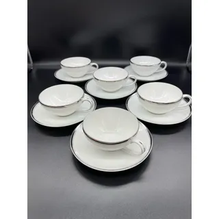 Photo of Vintage Fukagawa Arita Hand Painted China Set of 6 Teacups & Saucers # 900P