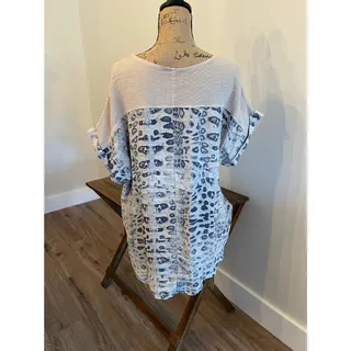 Photo of Lungo L’arno Tan & Blue Blouse Made in Italy Size 1X