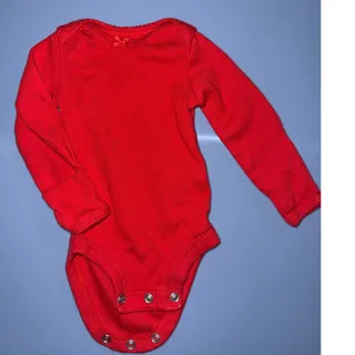 Photo of Carter's Long Sleeve Bodysuit Newborn Size 0M Red Heart Design 100% Cotton
