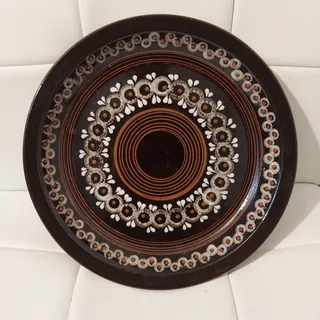 Photo of Mid Century Hand Painted Southwestern Terracotta 11.5" Ceramic Art Pottery Plate