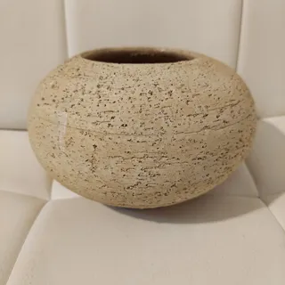 Photo of Antique Frieberger Jardiniere Art Pottery Biege 6.5" Rough Ceramic Planter Bowl