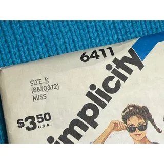Photo of Simplicity Sewing Pattern 6411 one yard top tshirt tank top 1980s size 8 10 