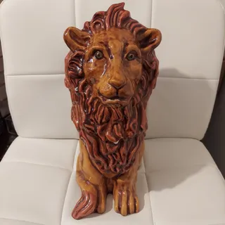 Photo of Mid Century Signed "SIVERS" 14" Ceramic Lion Statue *Read Description*