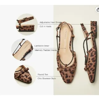 Photo of C.Paravano Women's Pointed Toe Slingback Flats Leopard Print US 5.5 EU 36 NEW