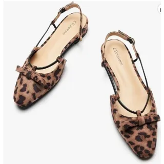 Photo of C.Paravano Women's Pointed Toe Slingback Flats Leopard Print US 5.5 EU 36 NEW