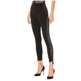 Photo of Lovers+Friends Side Lace Up Pants Women M Black Goth Rock Runway Party Chick NWT