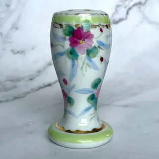 Photo of Vintage Porcelain Flower Frog Rosebud Hat Pin Holder Vase Hand Painted Floral 4"