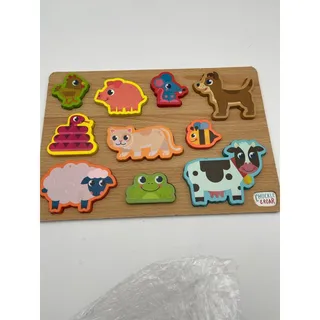 Photo of Chuckle & Roar Wooden Farm Animals Peg Puzzle